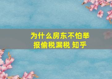 为什么房东不怕举报偷税漏税 知乎